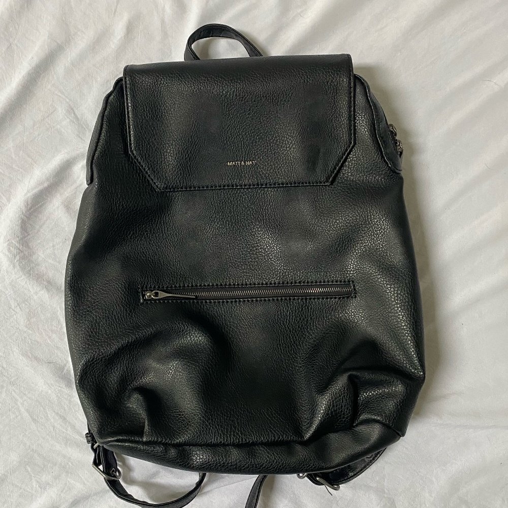 Mat & Nat Black Vegan Leather Backpack